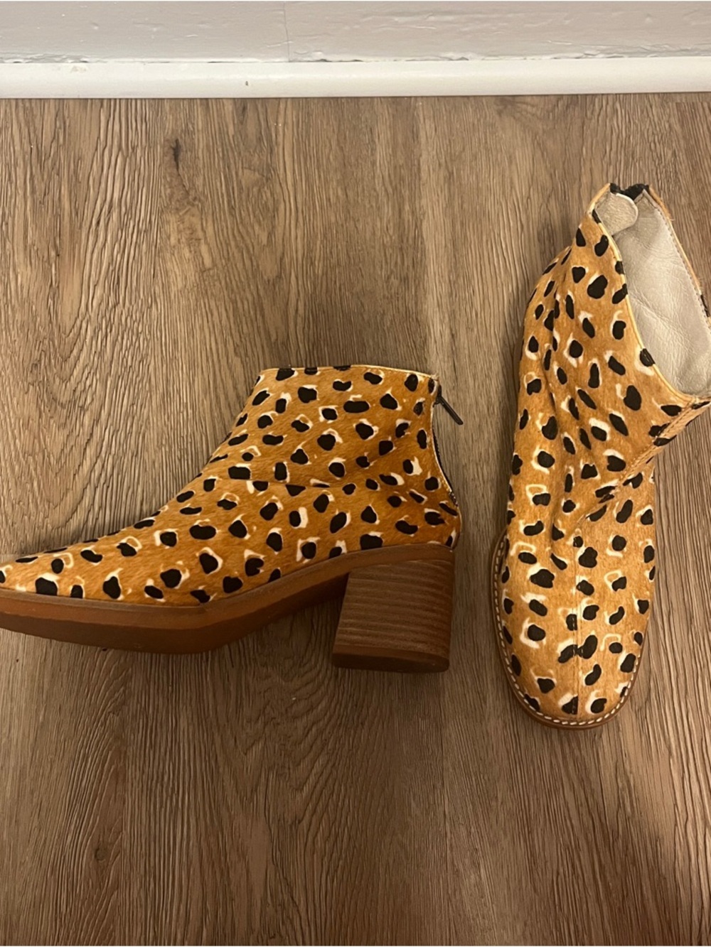 Leopard Print Block Heel Ankle Boots - Womens Size 9 Intentionally Blank